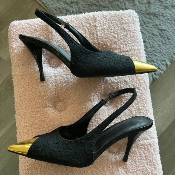 Tweed Slingback Mule Heels - Pointed Toe - 8.5 - Picture 1 of 5
